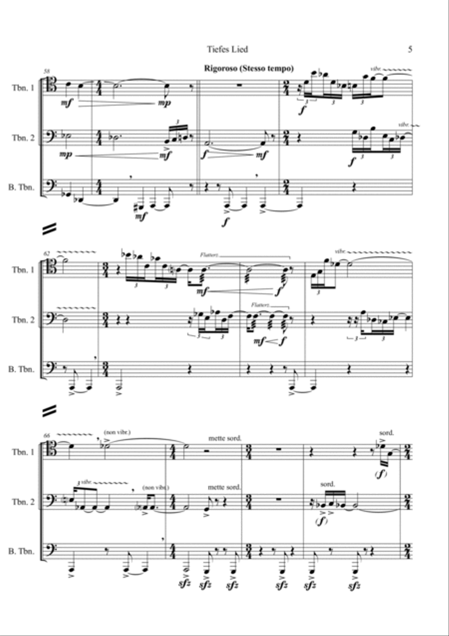 Umberto BOMBARDELLI: Tiefes Lied (ES-23-011) - Score Only Brass Trio scores gallery preview page 6