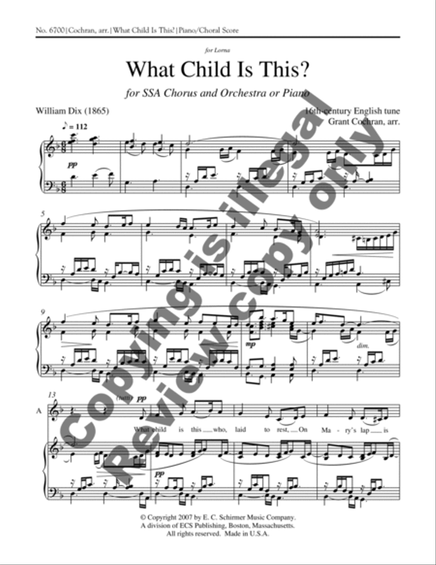 What Child is This? (Piano/choral score)