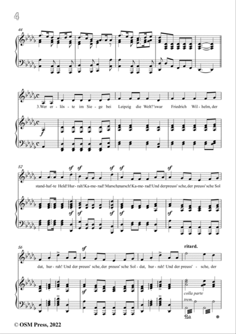 Loewe-Preussisches Hurrahlied,in D flat Major,for Voice and Piano Voice Solo scores gallery preview page 6