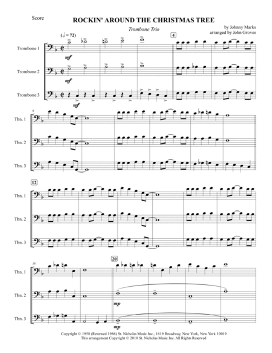 Rockin' Around The Christmas Tree Trombone Trio scores gallery preview page 2