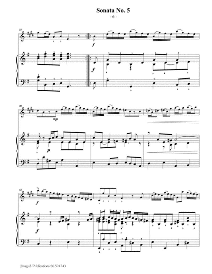 Vivaldi: Sonata No. 5 for Alto Sax & Piano Alto Saxophone scores gallery preview page 6
