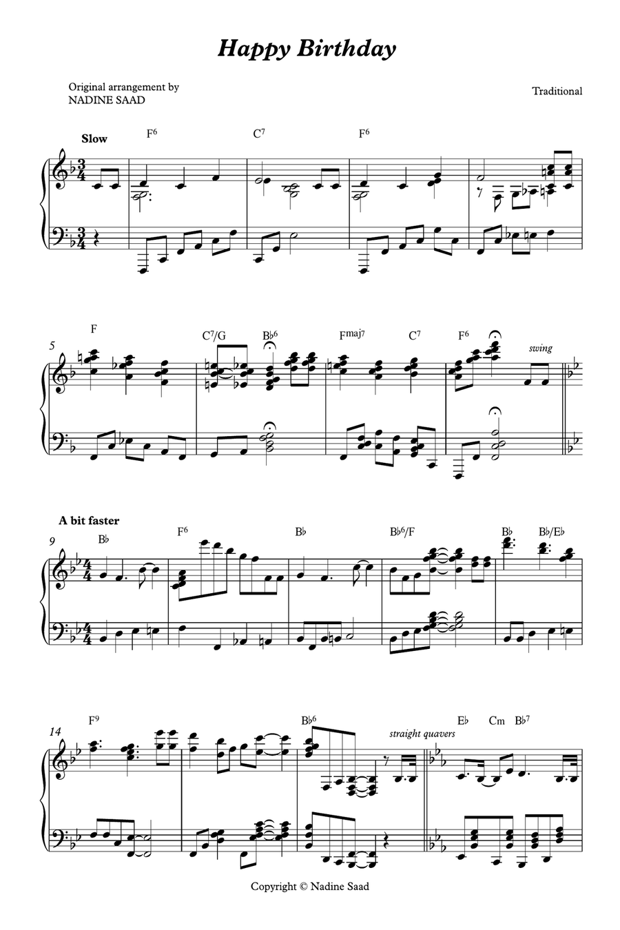 Happy Birthday Happy Birthday Piano Solo scores gallery preview page 1