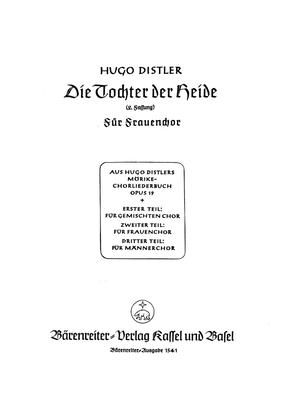 Book cover for Die Tochter der Heide (Wasch dich, mein Schwesterchen), 2. Fassung, Op. 19