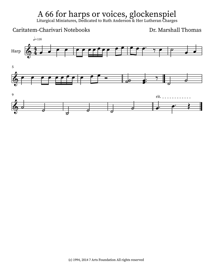 A 66 for harps or voices, glockenspiel Voice scores gallery preview page 3