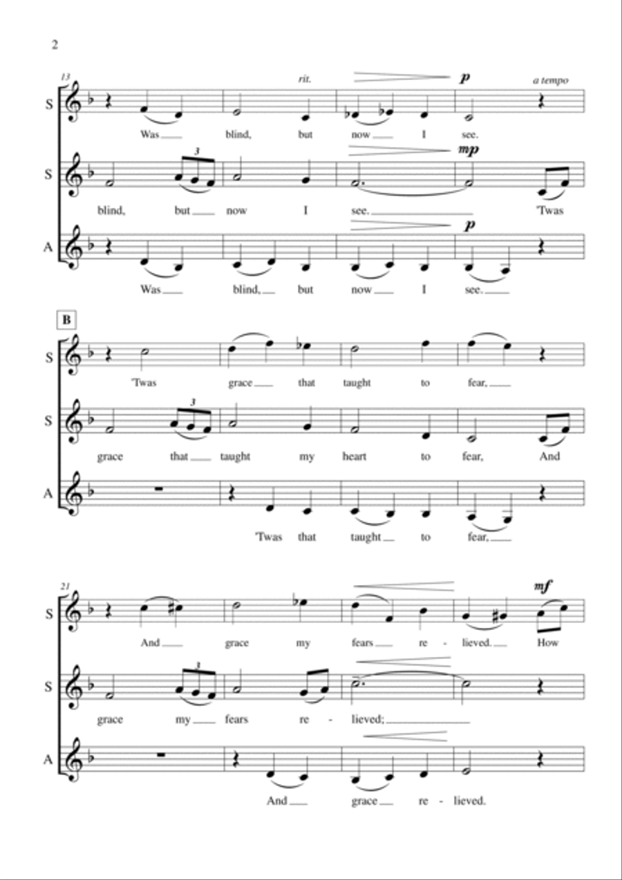 Amazing Grace (SSA a cappella) SSA scores gallery preview page 2