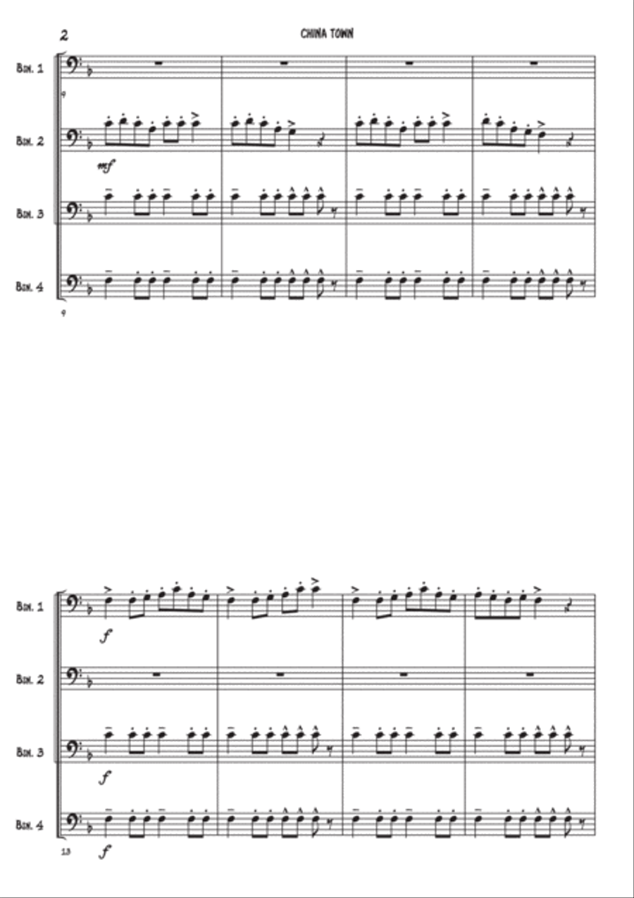 China town - Bassoon quartet Woodwind Quartet scores gallery preview page 2