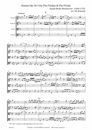 Sonata Op.34-3 for Two Violins & Two Violas