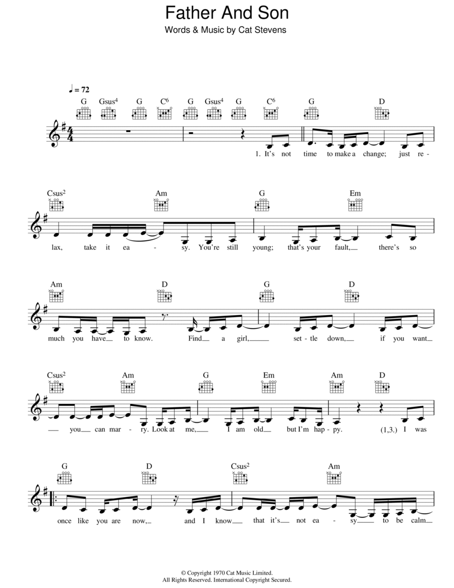 Father And Son Father And Son Piano scores gallery preview page 1