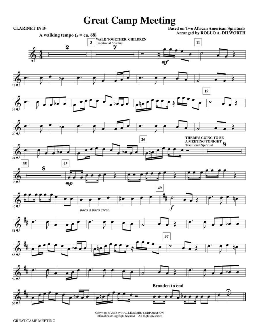 Great Camp Meeting (arr. Rollo Dilworth) - Bb Clarinet