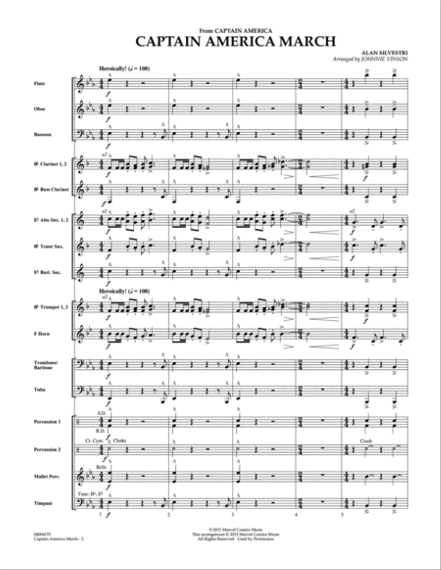 Captain America March - Conductor Score (Full Score) Concert Band scores gallery preview page 2