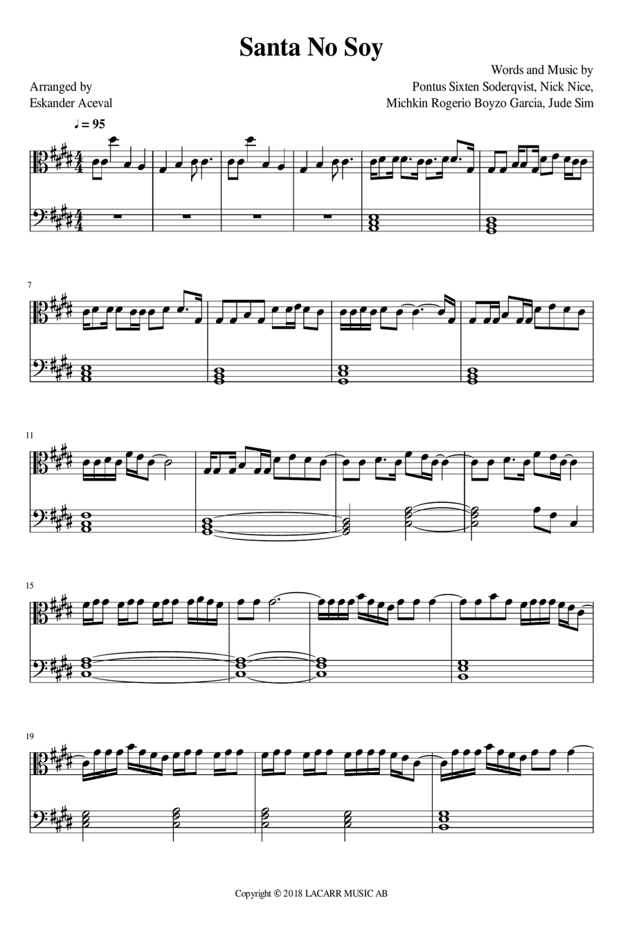 Santa No Soy Piano Solo scores gallery preview page 1