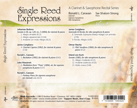 Single Reed Expressions: A Clarinet & Saxophone Recital Series, Vol. 4
