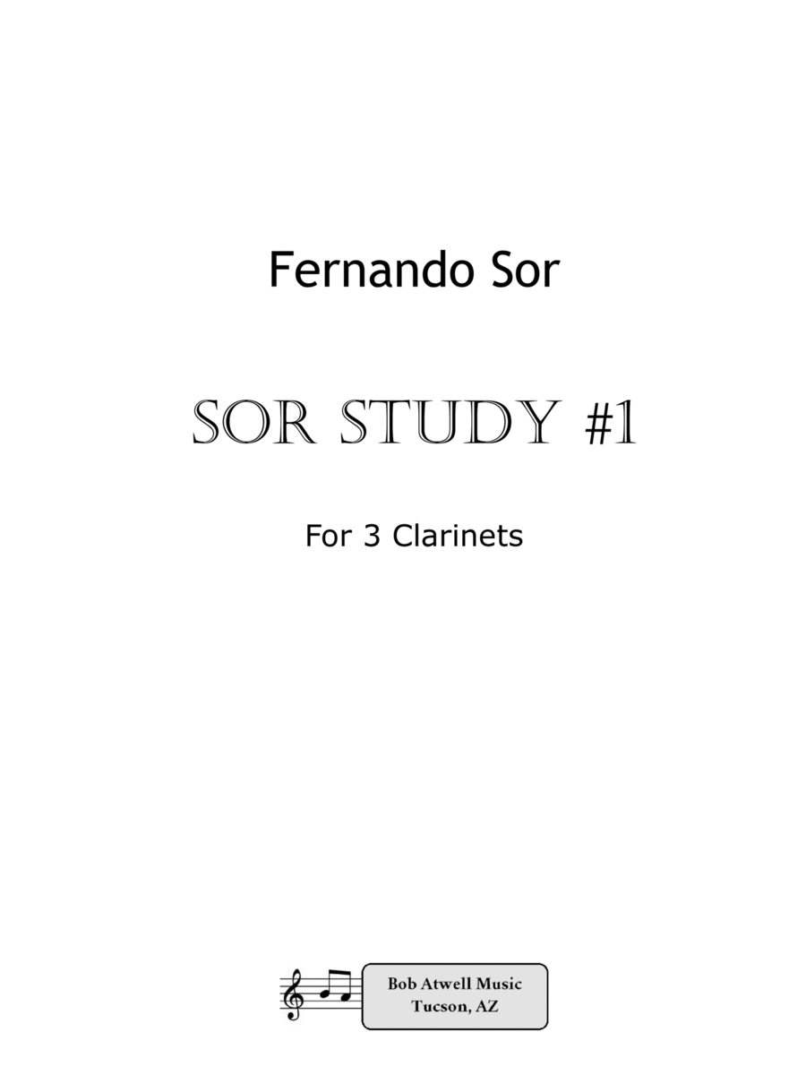 Sor Study #1 arranged for clarinet trio Clarinet Trio scores gallery preview page 1