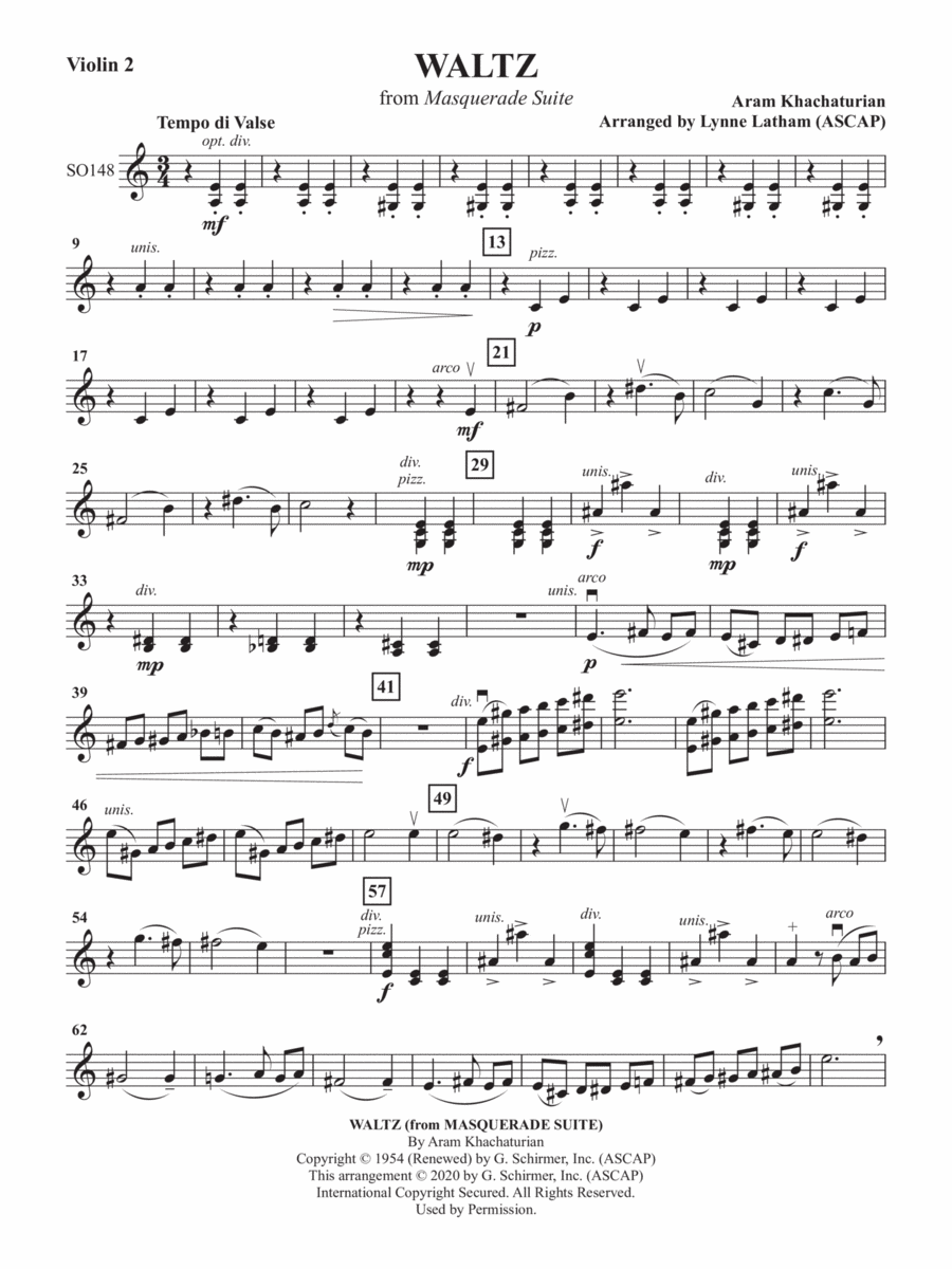 Waltz (from Masquerade Suite) - Violin 2