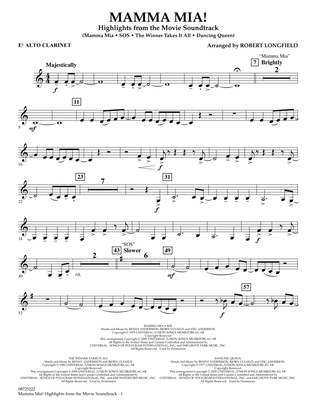 Book cover for Mamma Mia! - Highlights from the Movie Soundtrack - Eb Alto Clarinet