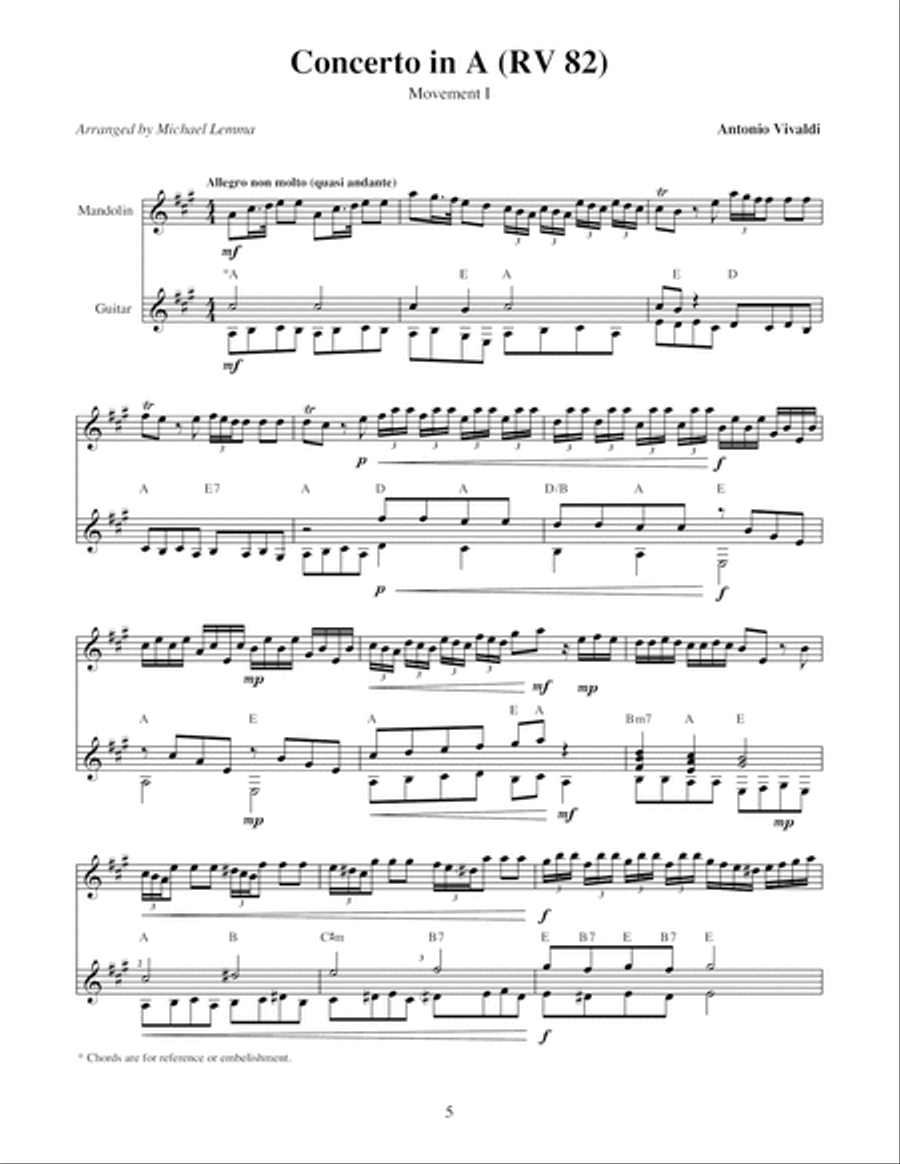 Vivaldi Concertos for Mandolin Classical Guitar scores gallery preview page 6
