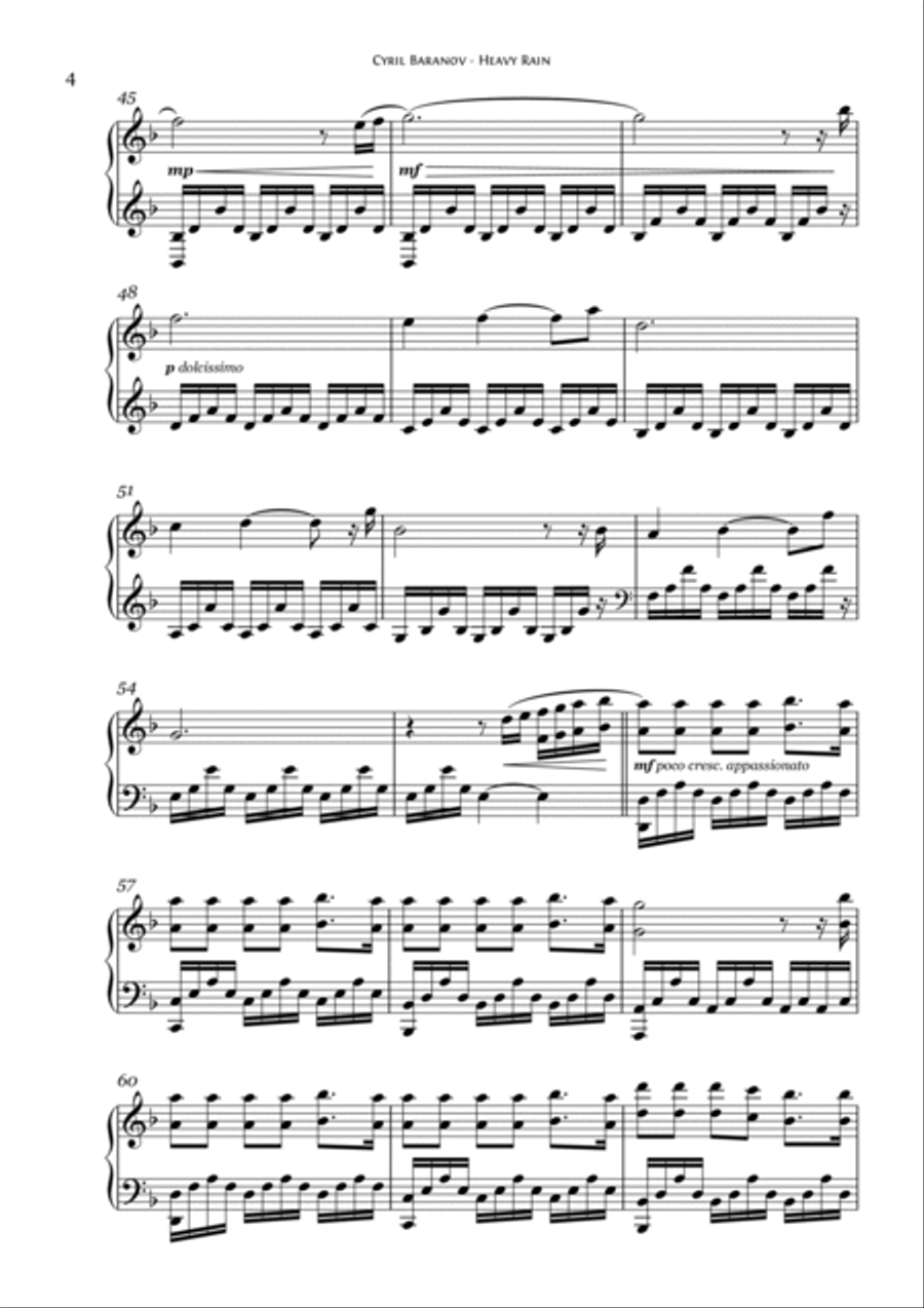 Heavy Rain Piano Solo scores gallery preview page 4