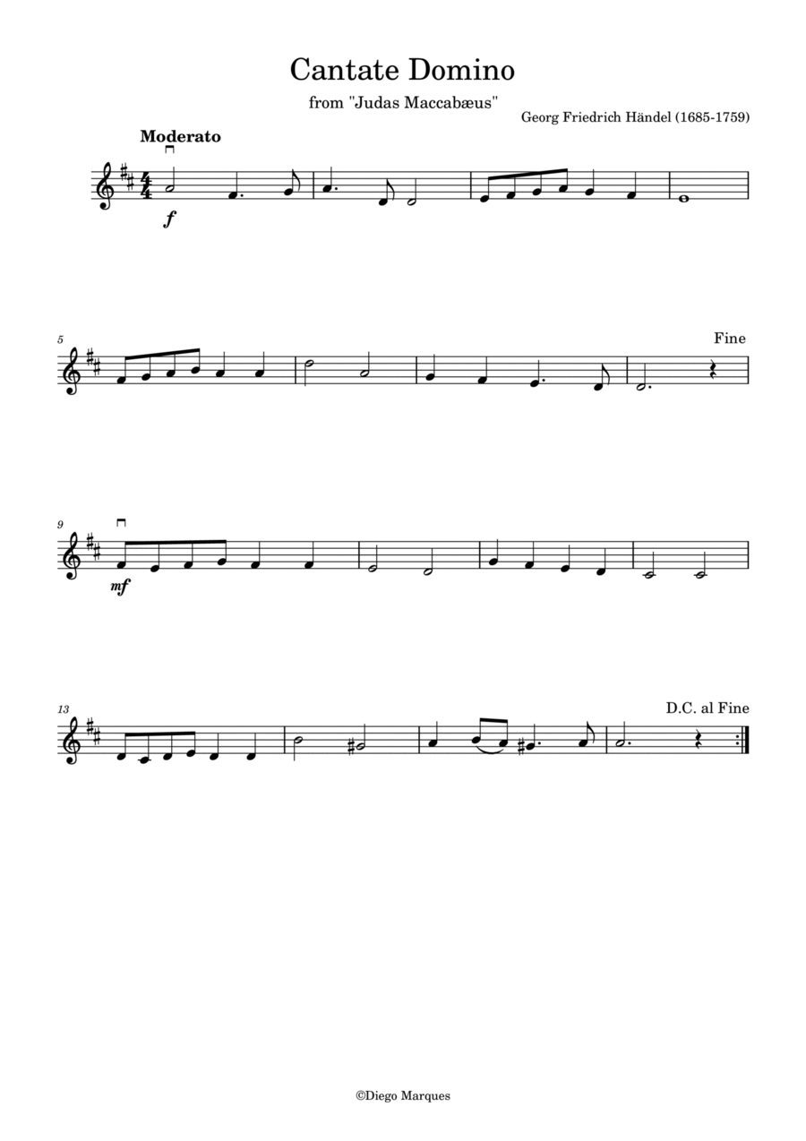 Cantate Domino in D Violin Solo scores gallery preview page 1