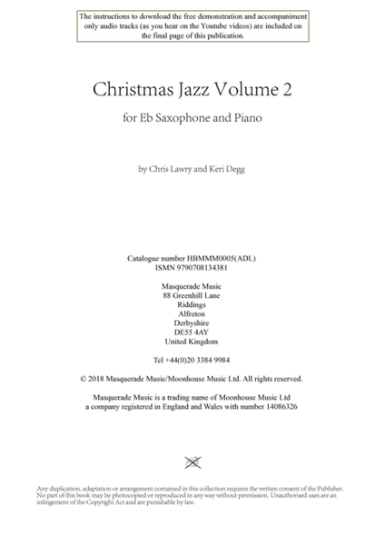 Christmas Jazz Volume 2 for Eb Saxophone; Five Christmas/Holiday pieces in Jazz Styles. image number null