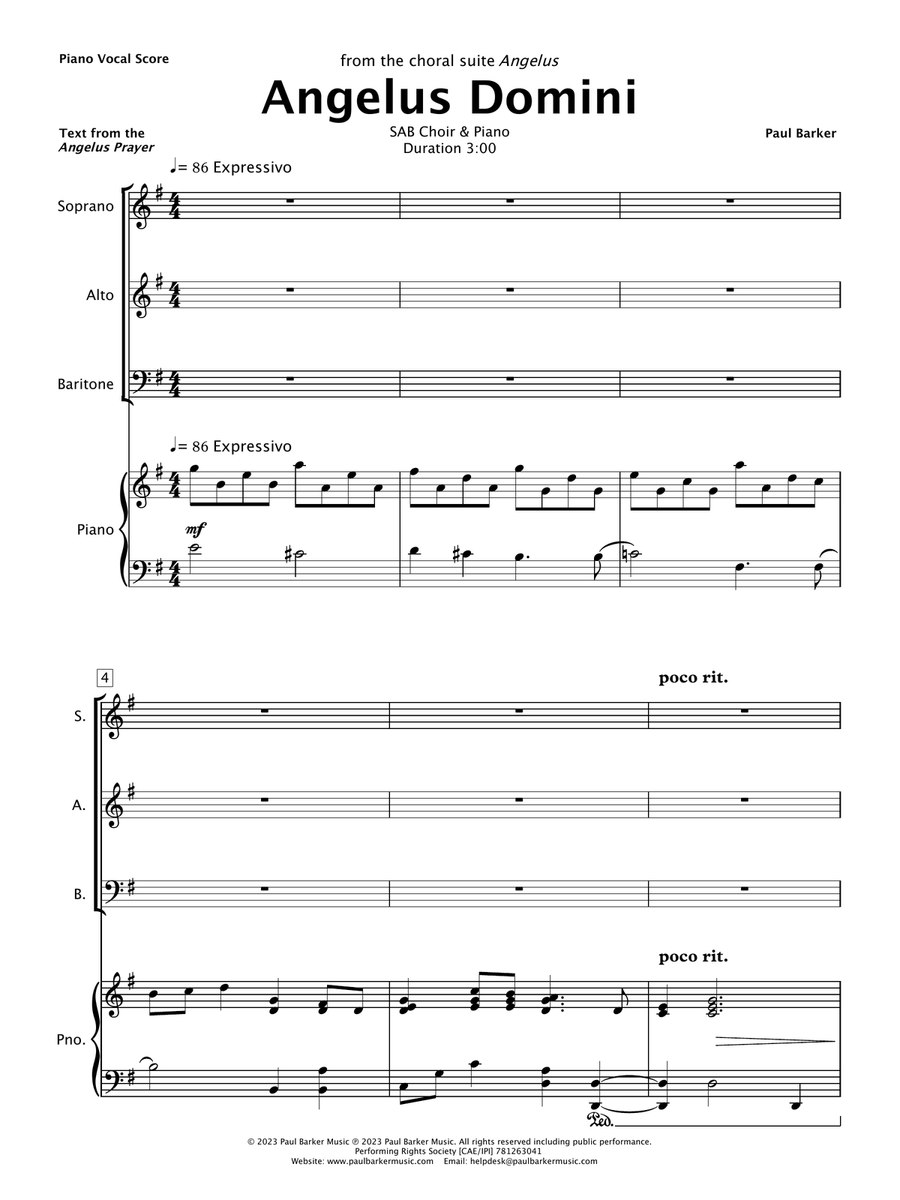 Angelus Domini (SAB Choir & Piano) 3-Part scores gallery preview page 2