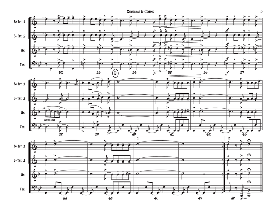 Christmas Is Coming from A CHARLIE BROWN CHRISTMAS Brass Ensemble scores gallery preview page 4