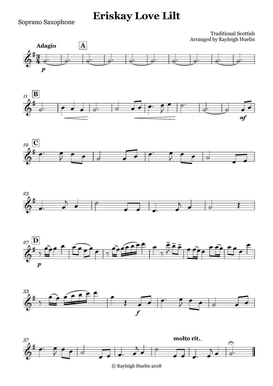 Eriskay Love Lilt - Saxophone sextet (SAATTB) by Traditional Woodwind Ensemble - Digital Sheet Music page 4