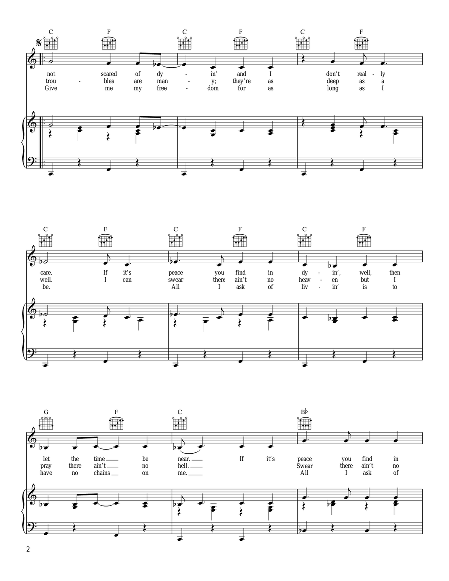 And When I Die Piano, Vocal, Guitar scores gallery preview page 2