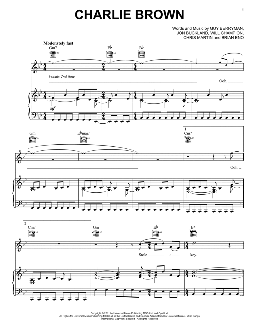 Charlie Brown Piano, Vocal, Guitar scores gallery preview page 1