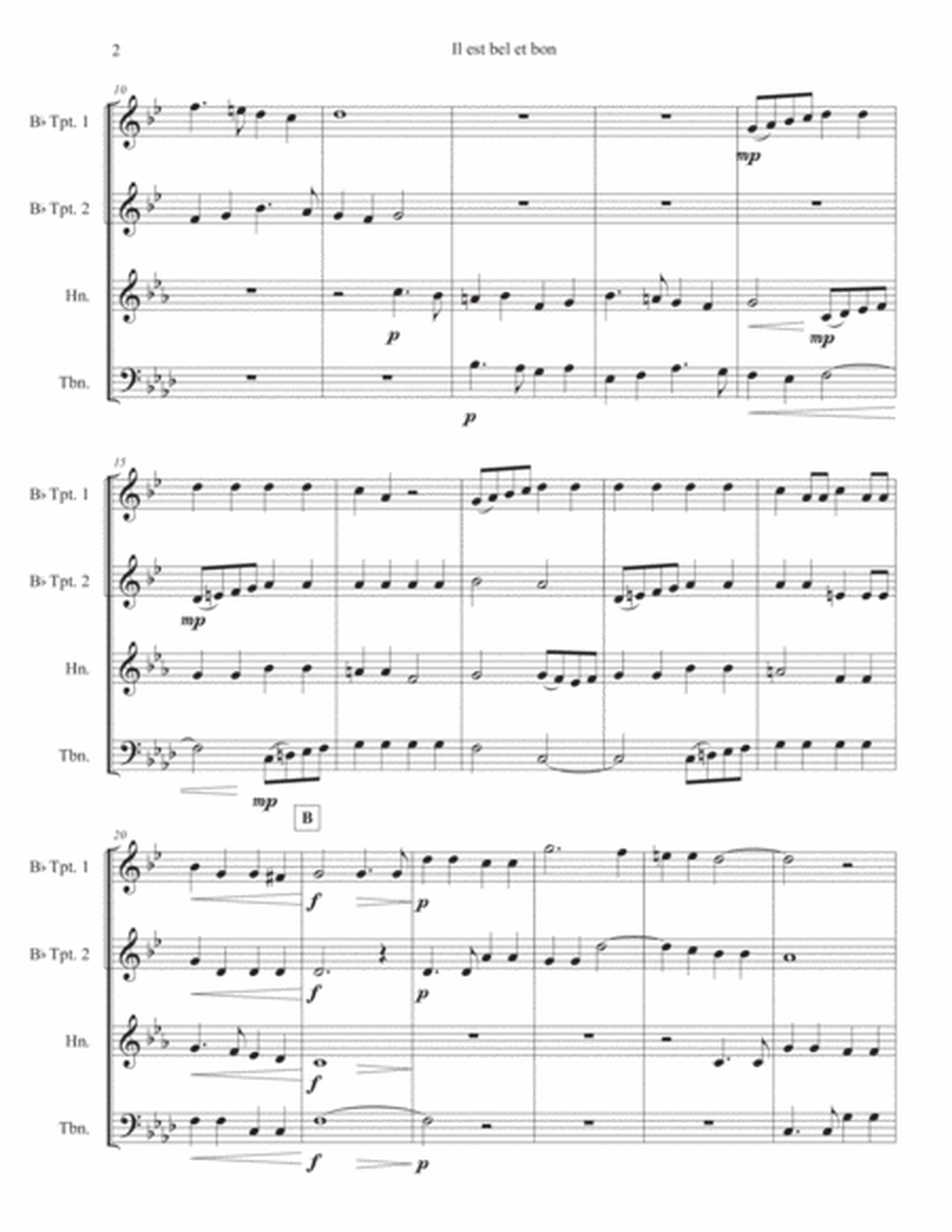 "Il est bel et bon" for Brass Quartet - Pierre Passereau image number null