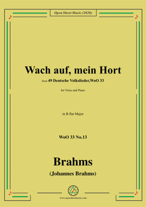 Brahms-Wach auf,mein Hort,WoO 33 No.13,in B flat Major,for Voice and Piano