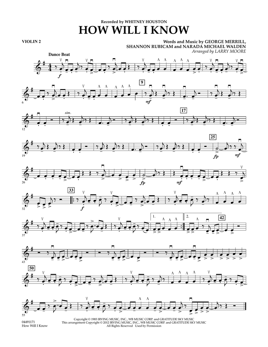 How Will I Know - Violin 2