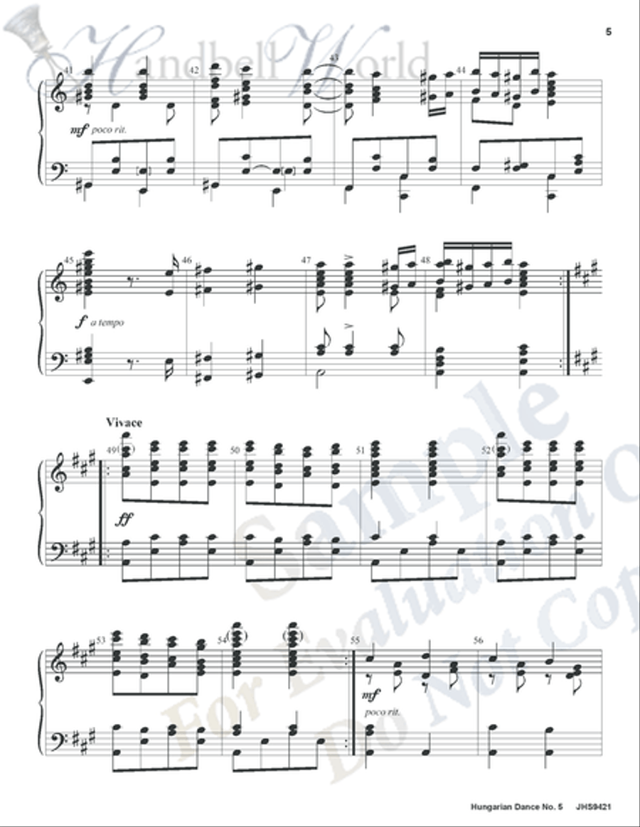 Hungarian Dance No. 5 5-Octaves scores gallery preview page 4