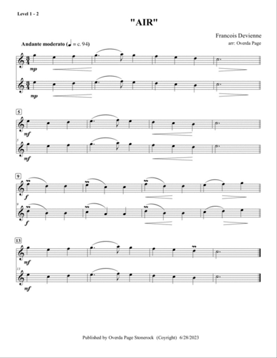 Six Easy Pieces Flute Duet scores gallery preview page 3