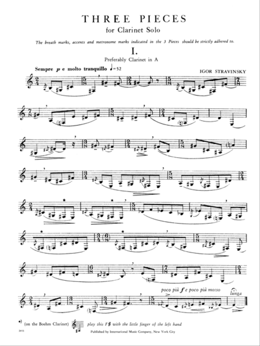 Three Pieces Clarinet Solo scores gallery preview page 2