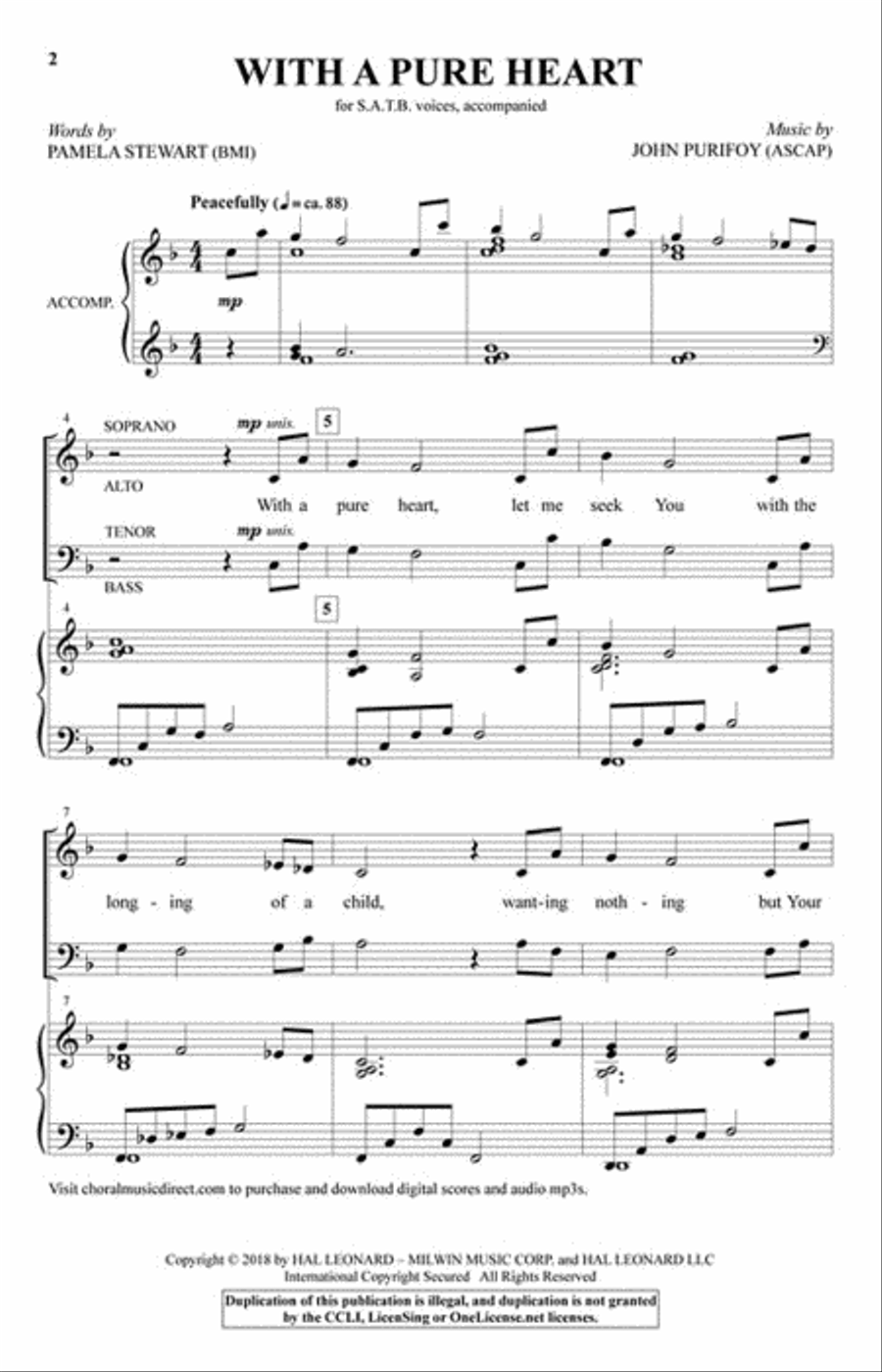 With a Pure Heart With a Pure Heart 4-Part scores gallery preview page 2