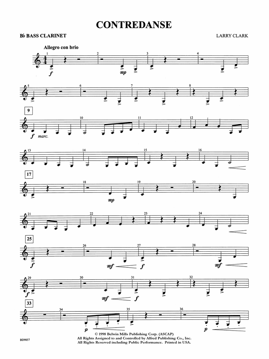 Contredanse: B-flat Bass Clarinet