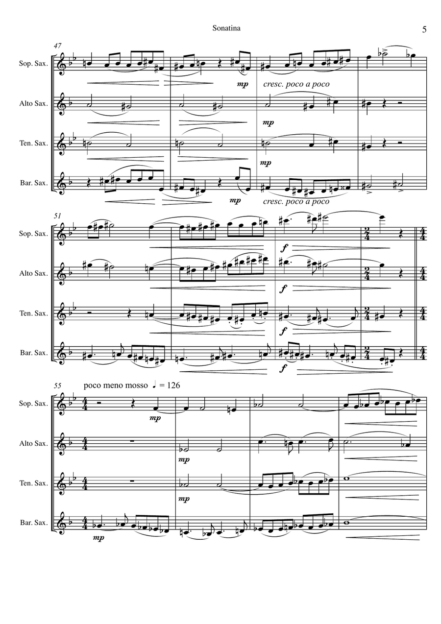 Sonatina for Saxophone Quartet Saxophone Quartet scores gallery preview page 5