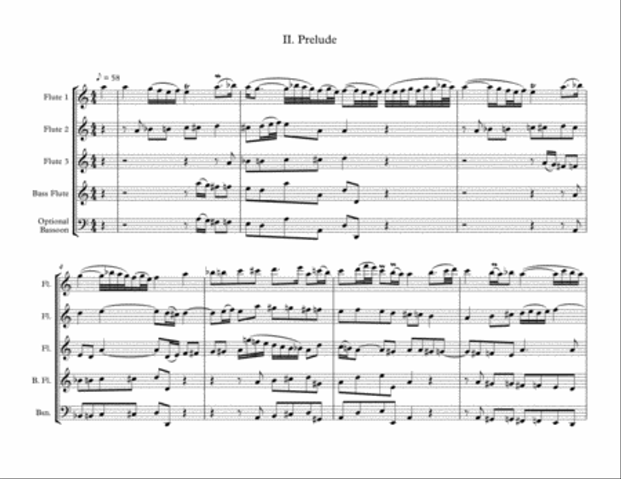 Das alte Jahr vergangen ist, II. Prelude, by J.S. Bach, arranged for Flute Choir (3 Flutes, Bass Flu by Johann Sebastian Bach Flute Choir - Digital Sheet Music