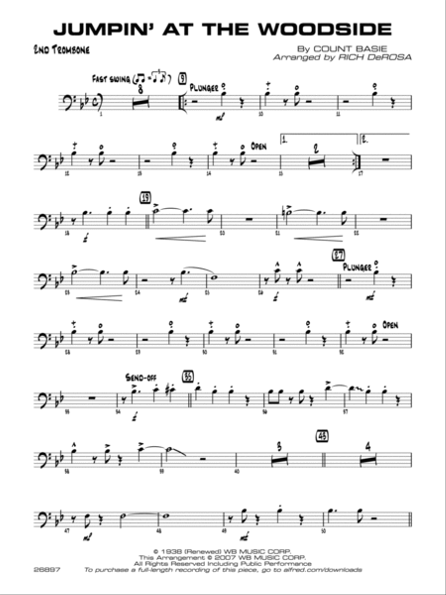 Jumpin' at the Woodside: 2nd Trombone Jazz Ensemble scores gallery preview page 1