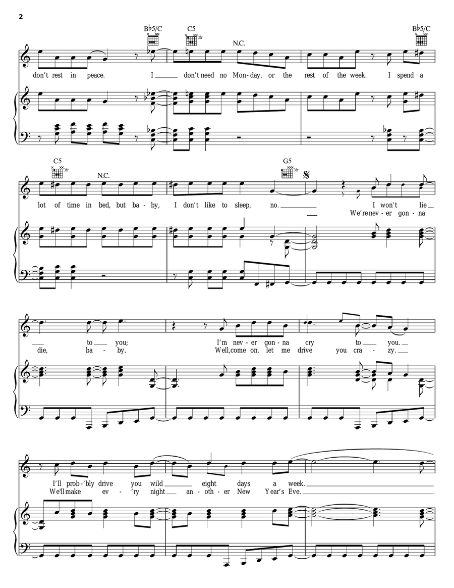 I'll Sleep When I'm Dead Piano, Vocal, Guitar scores gallery preview page 2