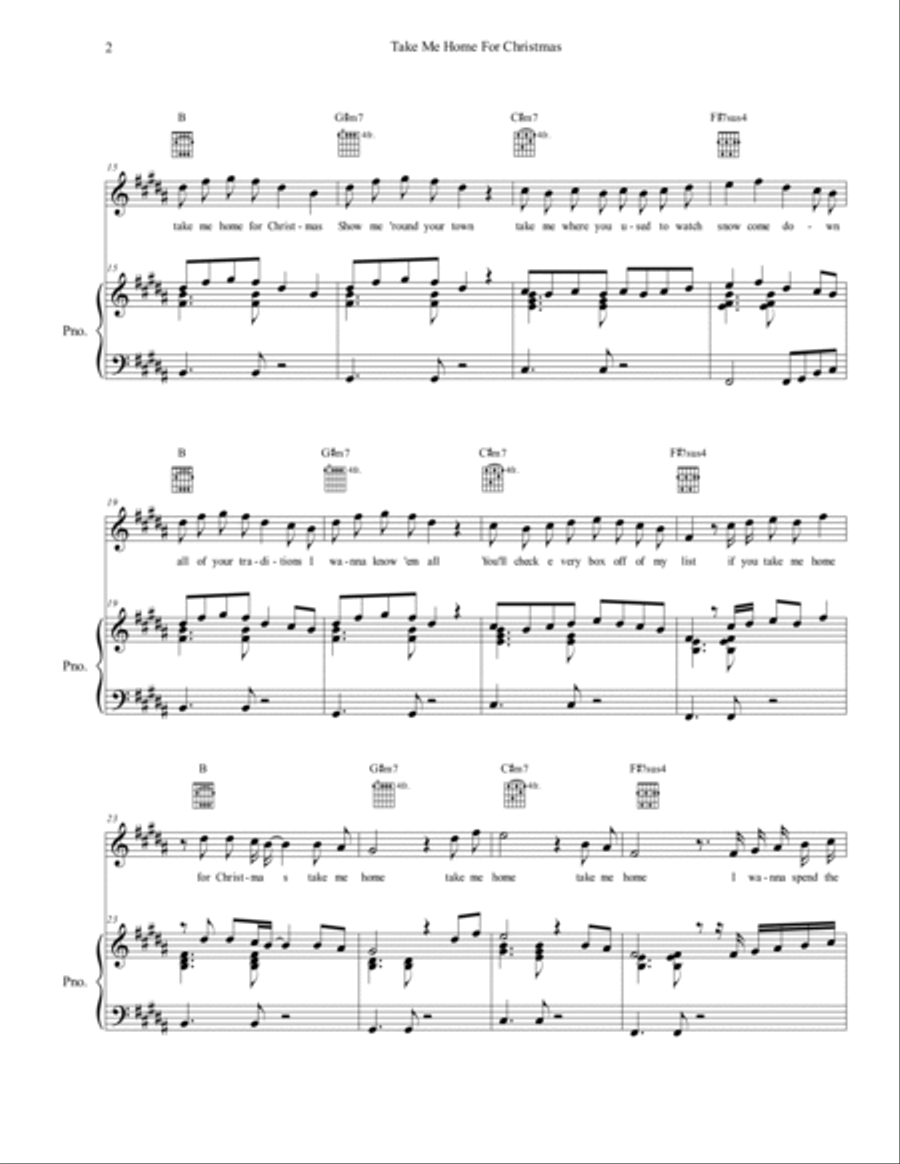 Take Me Home For Christmas Piano, Vocal, Guitar scores gallery preview page 2