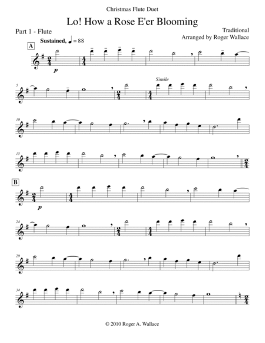 Lo! How a Rose E'er Blooming (Flute Duet) Flute Duet scores gallery preview page 6