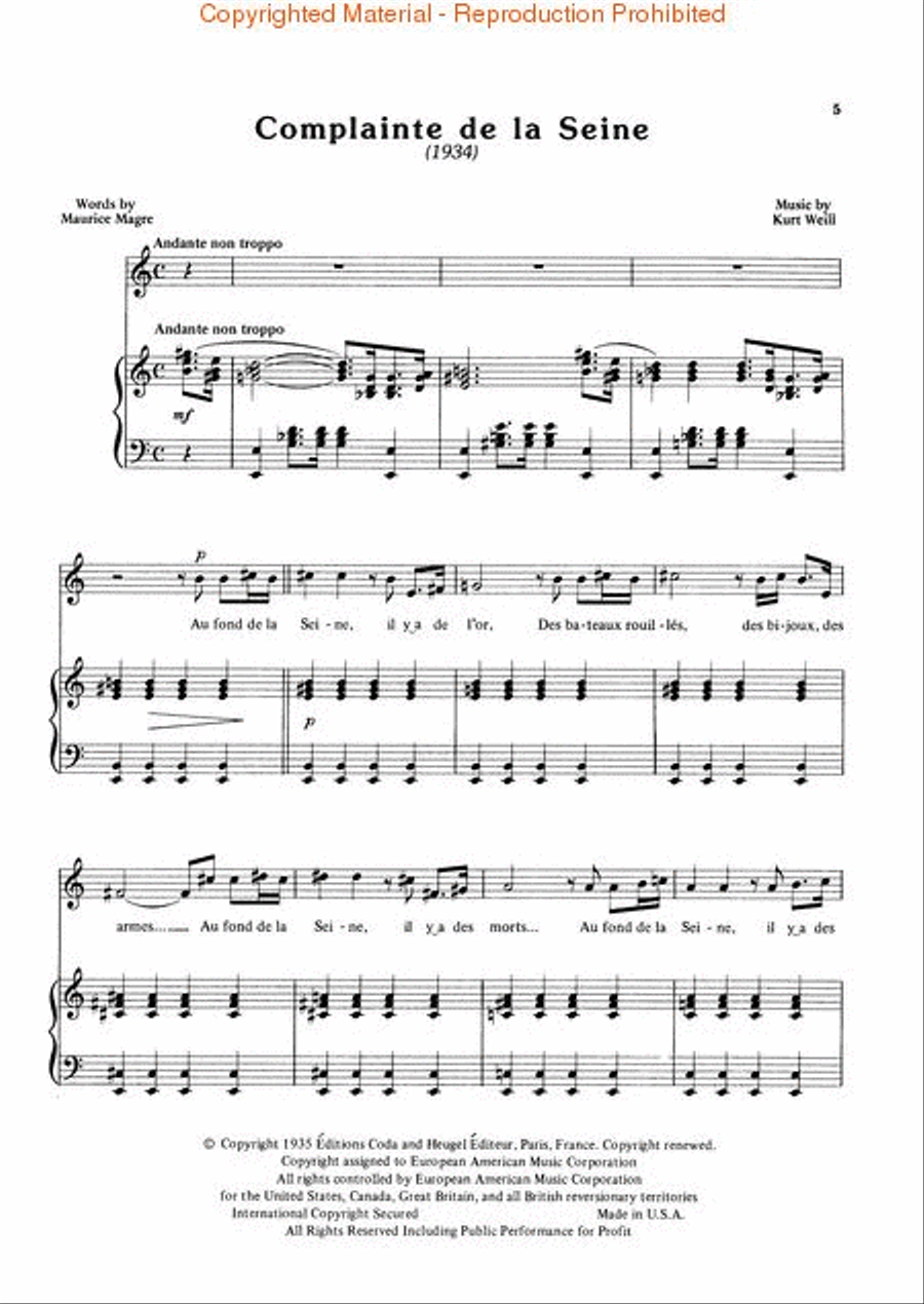 The Unknown Kurt Weill Piano, Vocal scores gallery preview page 3