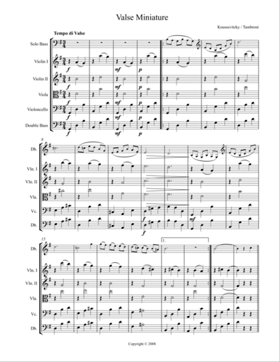 Valse Miniature String Orchestra scores gallery preview page 1