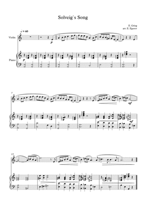 Solveig`s Song, Edvard Grieg, For Violin & Piano