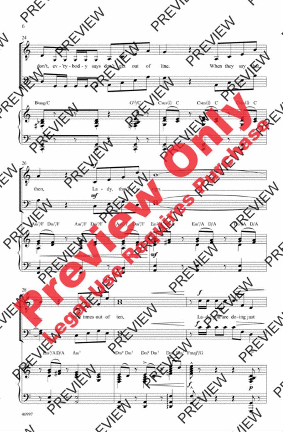 Everybody Says Don't Men's Choir scores gallery preview page 6