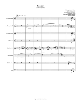 Recordare (from "Requiem") (F) (Brass Octet - 3 Trp, 2 Hrn, 2 Trb, 1 Tuba)