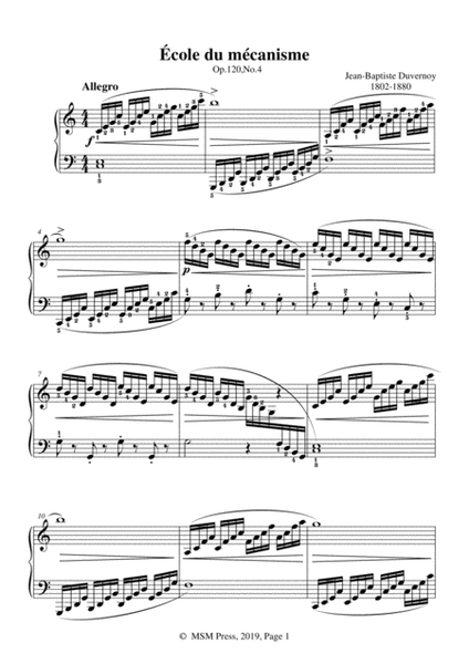 Duvernoy-École du mécanisme,Op.120,No.4,for Piano