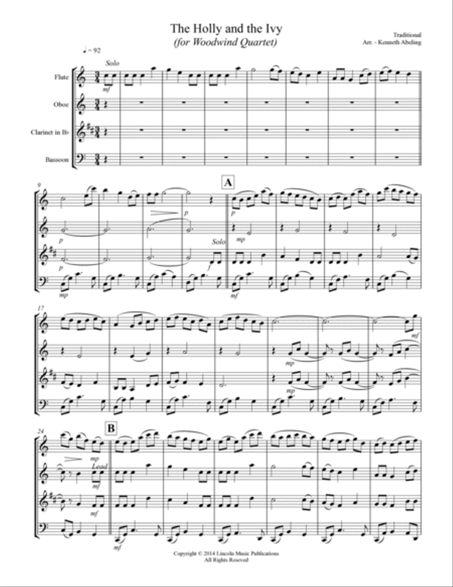 The Holly and the Ivy (for Woodwind Quartet) The Holly and the Ivy (for Woodwind Quartet) Woodwind Quartet scores gallery preview page 2