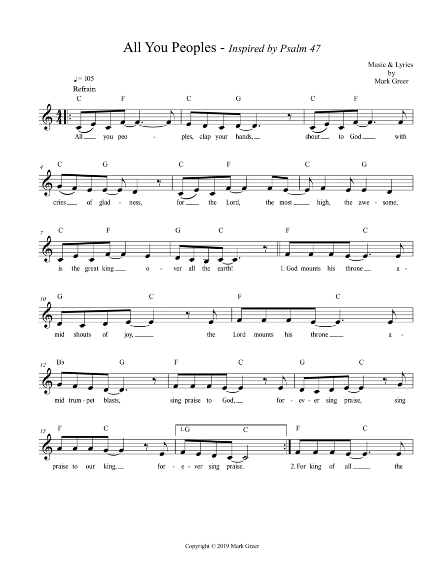 All You Peoples - Inspired by Psalm 47 Guitar scores gallery preview page 1
